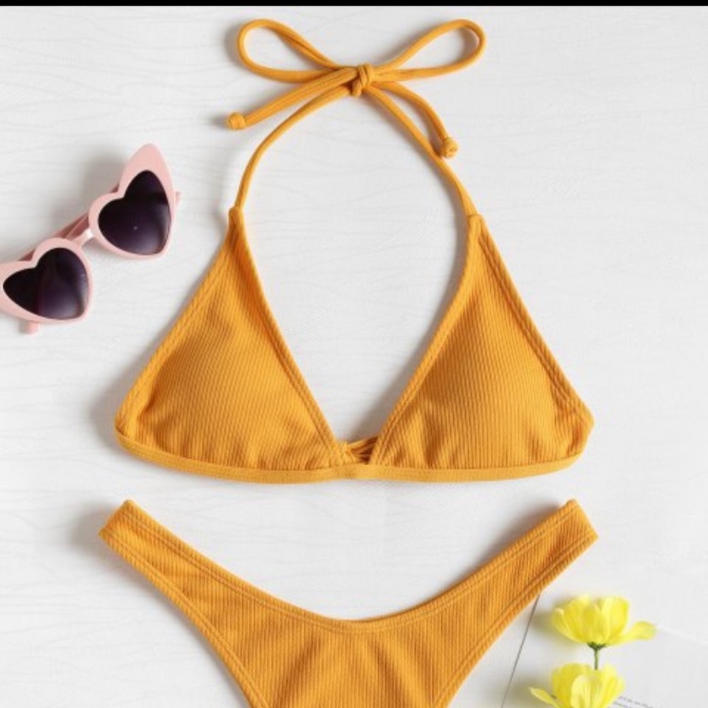 NWT Zaful Ribbed High leg bikini Set Size US 4.